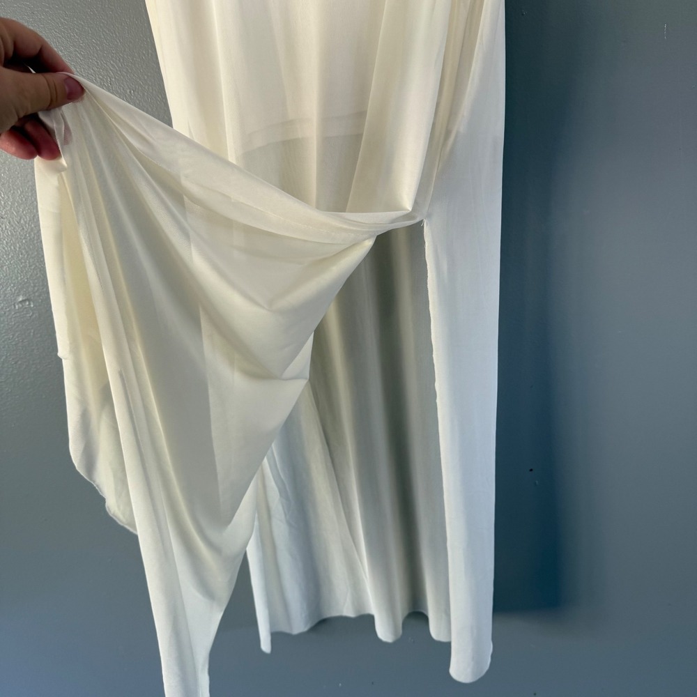 Tresics Sheer Ivory Long Lace Overlay Top LARGE - Picture 3 of 8